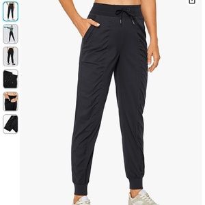 CRZ Yoga Striped Joggers with Pockets 28'' - Ruched Black